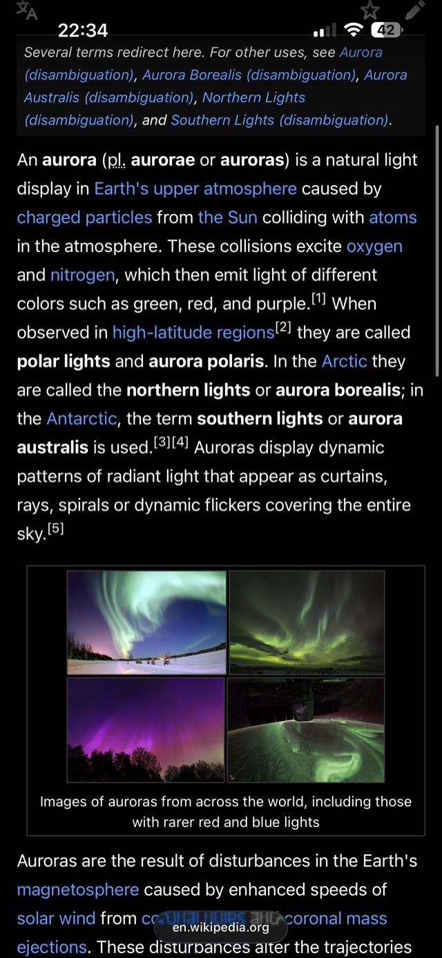 The same Wikipedia article with Aurora dark mode on